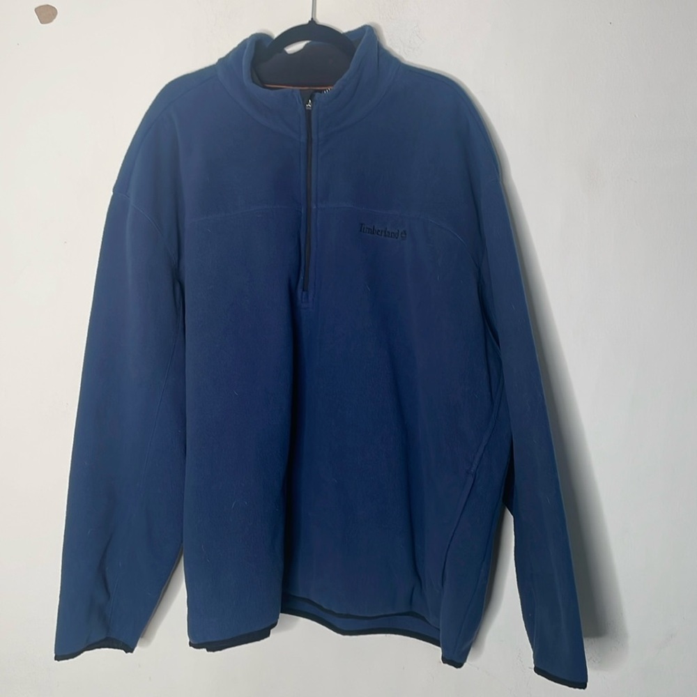 Timberland navy 3x fleece 3/4 zip hoodie​
